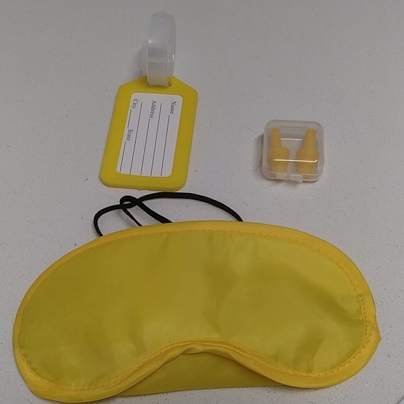Bundle 3 Travel Items; Eye Cover Sleep Mask+Ear Plugs for Sleeping+ID tag 🏷 - Picture 2 of 16